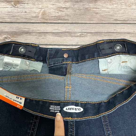 Old Navy Dark Wash Boys Boot Cut Adjustable Waist Jeans NWT 18 Bootcut Husky - Picture 4 of 8